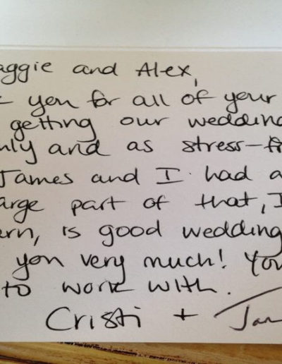 Thank you to Inspired Events from Cristi