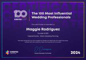 Top 100 Most Influential Wedding Professionals - Award for Maggie Rodriguez